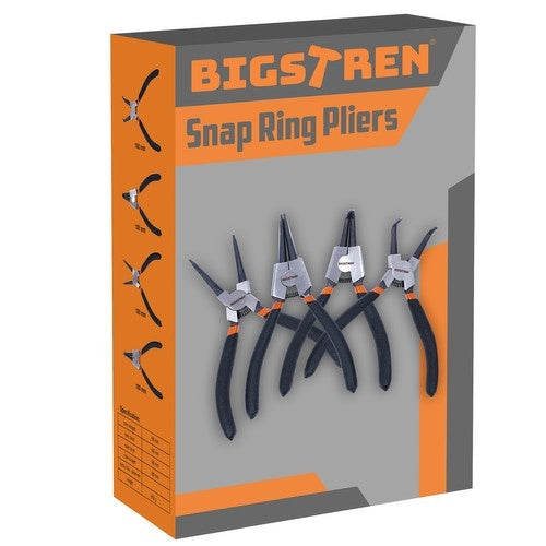 Seegerringtångset 4-pack inre/yttre rak & böjd, fjäder, stål