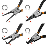 Seegerringtångset 4-pack inre/yttre rak & böjd, fjäder, stål