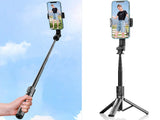 Selfiestick med tripod och Bluetooth-fjärr, aluminium svart 20–90 cm