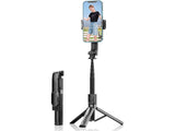 Selfiestick med tripod och Bluetooth-fjärr, aluminium svart 20–90 cm