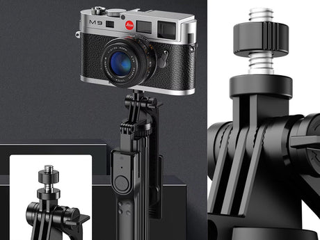 Selfiestick stativ Bluetooth-fjärr 46–178 cm 360° hållare svart