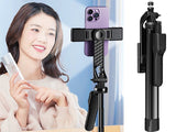 Selfiestick stativ Bluetooth-fjärr 46–178 cm 360° hållare svart