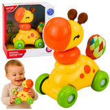 Sensorisk leksaksbil giraff 14 cm i plast med gummielement