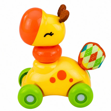 Sensorisk leksaksbil giraff 14 cm i plast med gummielement