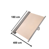 Sidoterrassmarkis 400x180 cm beige vind- och insynsskydd polyester