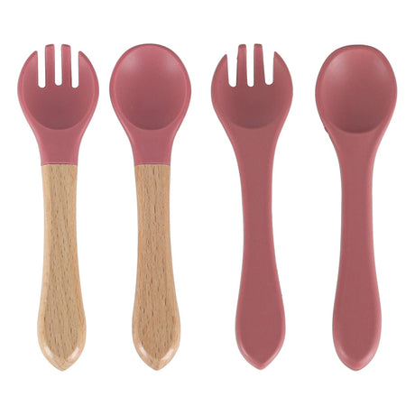 Silikon matset 9 delar för baby 6+ mån, sugkopp, rosa BPA-fritt