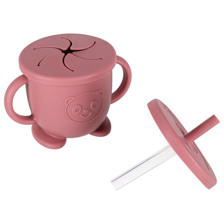 Silikon matset 9 delar för baby 6+ mån, sugkopp, rosa BPA-fritt