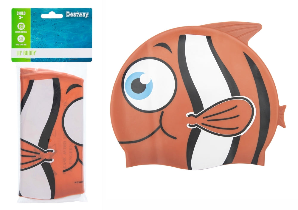 Simmössa barn silikon universell storlek orange fiskdesign