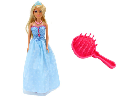 Sjöjungfru prinsessdocka 30 cm med blå klänning, krona och borste