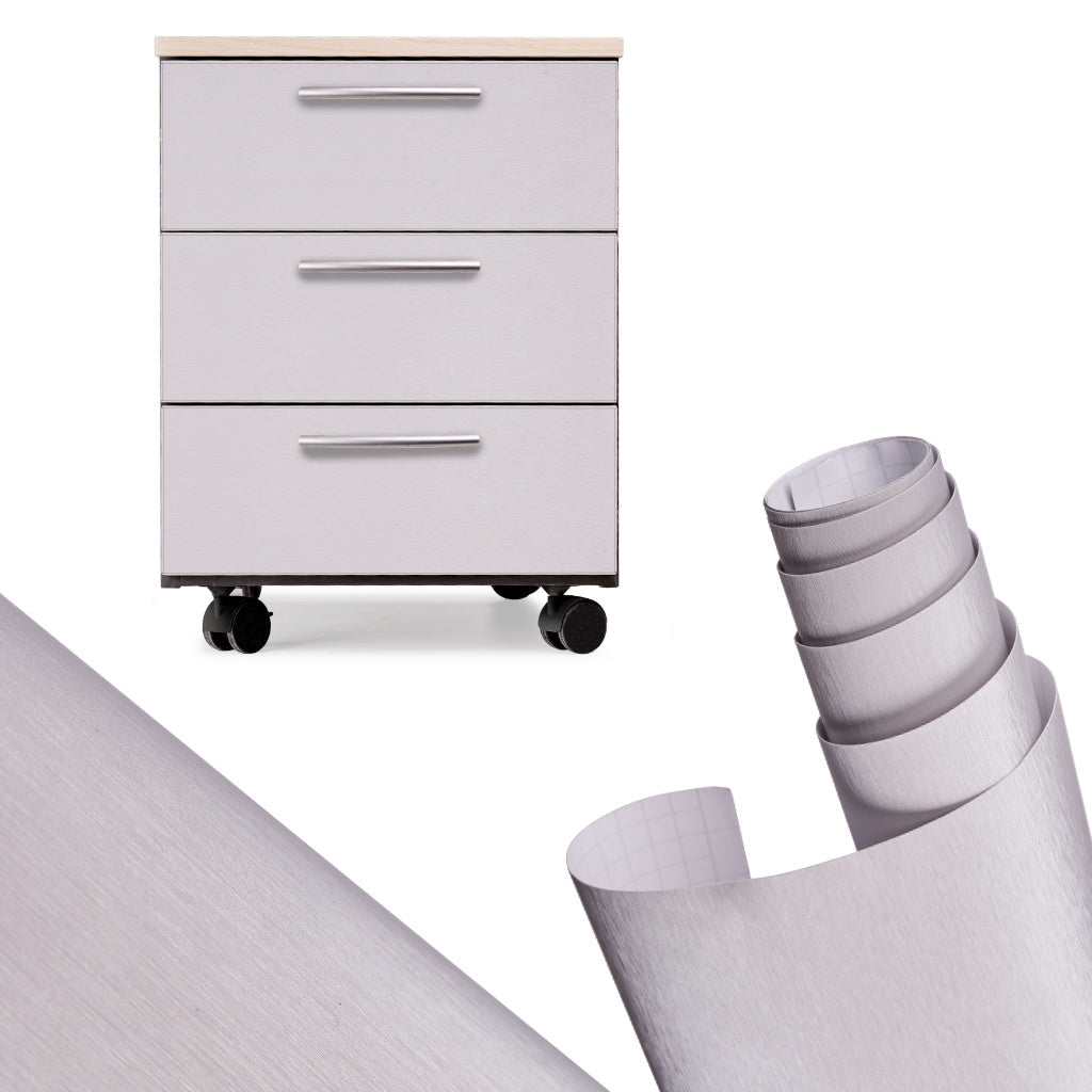 Självhäftande dekorfolie borstad silver 1,52x30 m vinyl med luftkanaler