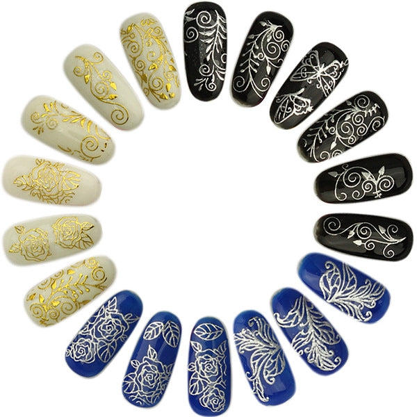 Självhäftande nageldekorationer 108 st på ark 18x21,7 cm