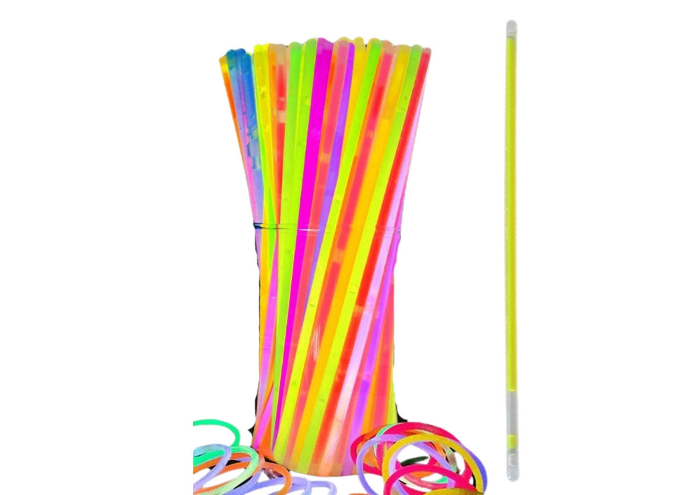 Självlysande armband/band 100-pack flerfärgade 26 cm