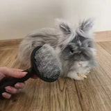 Självrengörande pälsborste med knapp för hund, katt och kanin svart