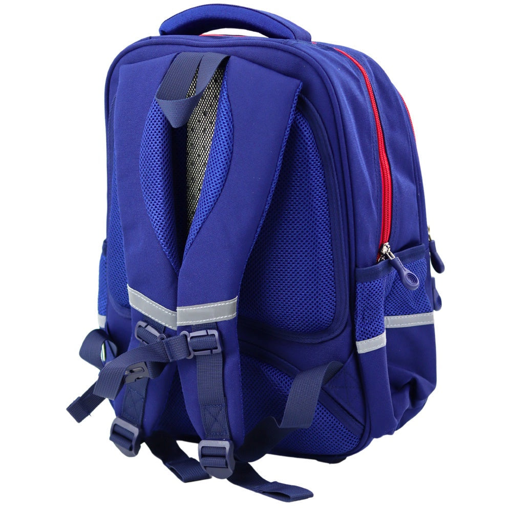 Skolryggsäck 20L 38x28x19 cm marinblå/röd med bröstrem reflex