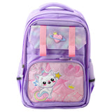 Skolryggsäck 20L lila kattmotiv med reflexer 41x30x16 cm