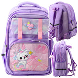 Skolryggsäck 20L lila kattmotiv med reflexer 41x30x16 cm