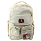 Skolryggsäck capybara beige 25L 42x30x20 cm med pins & nyckelring