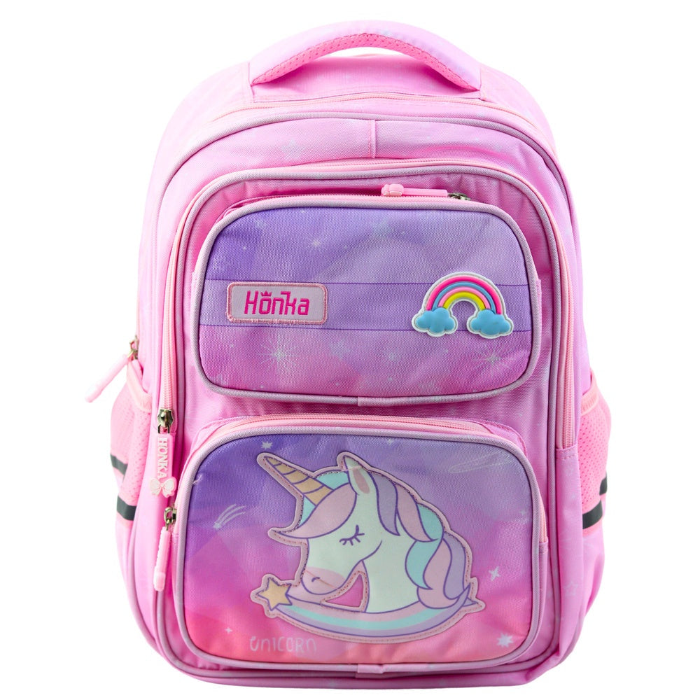 Skolryggsäck enhörning 20L 41x30x16 cm med bröstrem och reflex