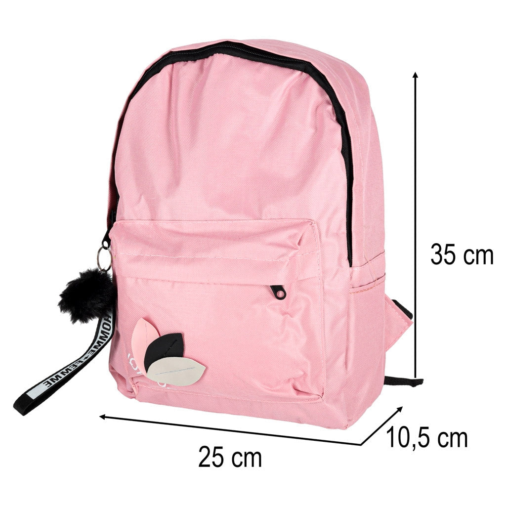 Skolryggsäck rosa 9 l polyester 600D 35 cm med nyckelring