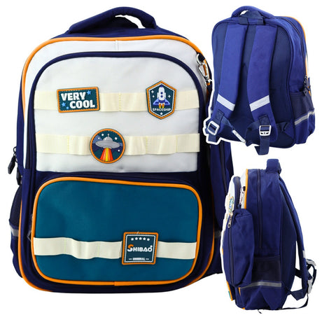Skolryggsäck rymdmotiv 16L 39x27x15 cm med pennfodral & reflex