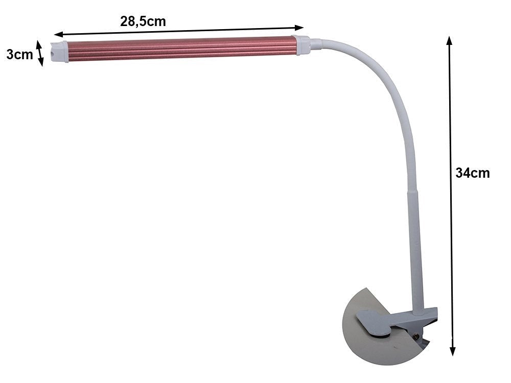 Skrivbordslampa LED med klämfäste USB 24 LED vit/rosa