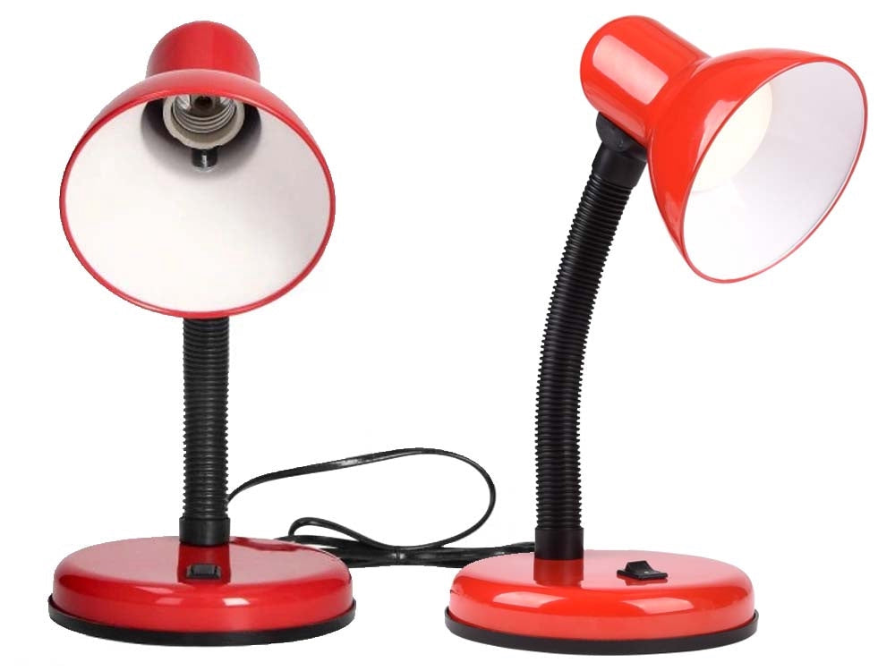 Skrivbordslampa metall röd med justerbar arm E27 max 40W