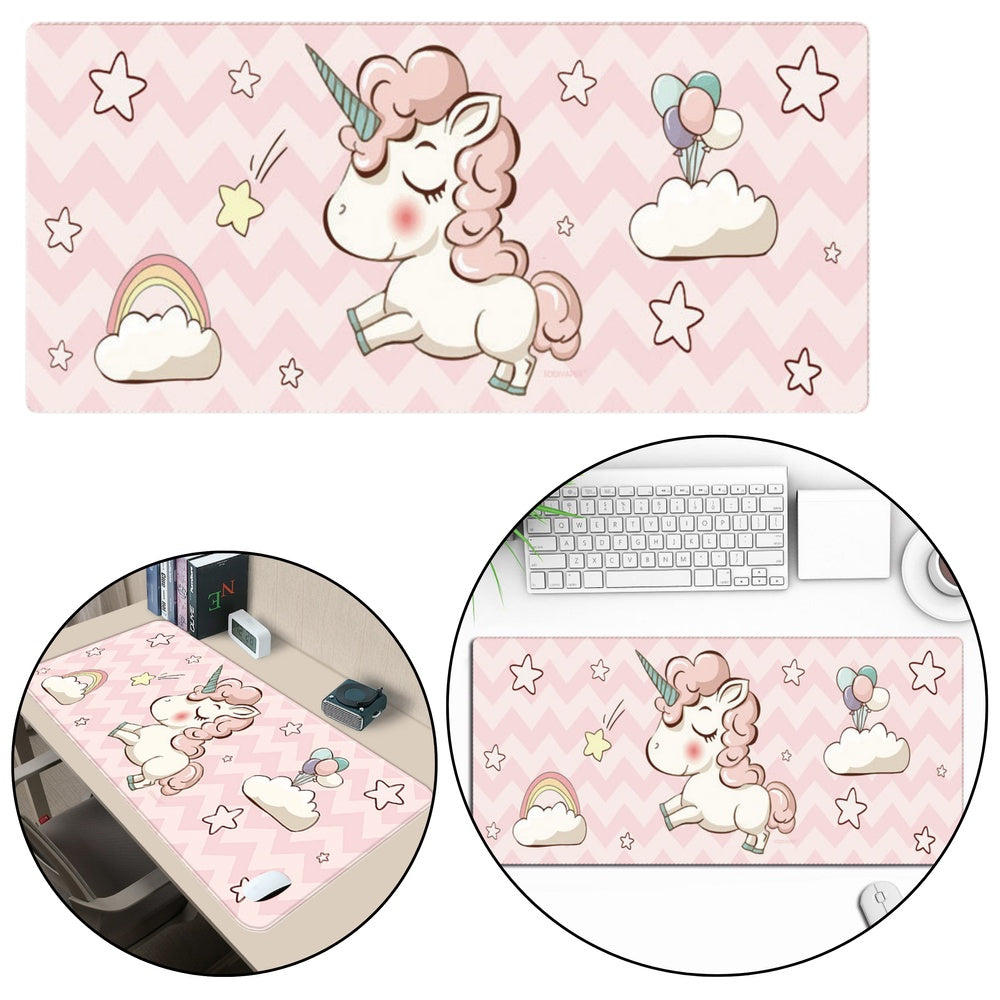 Skrivbordsmatta 80x30 cm gummi/textil, enhörning rosa, 1-pack