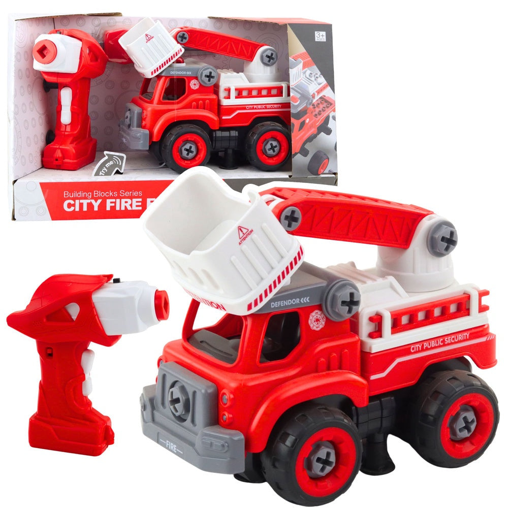 Skruvbar RC-brandbil med svängbar bom, skruvmejsel/fjärrkontroll