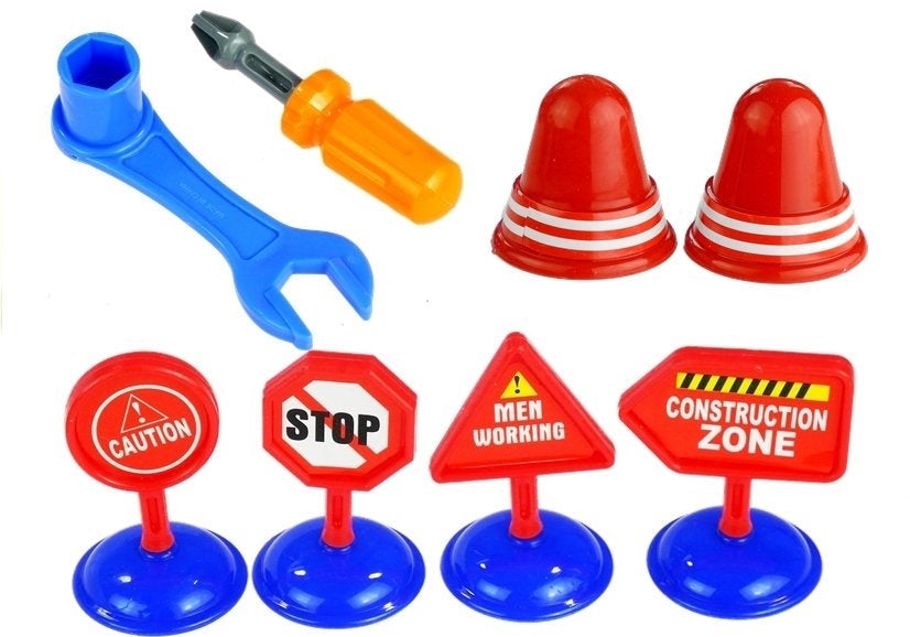 Skruvbara leksaksfordon set polisbil brandbil trailer med figurer 3+