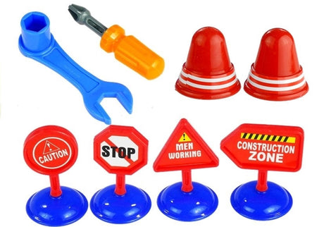 Skruvbara leksaksfordon set polisbil brandbil trailer med figurer 3+