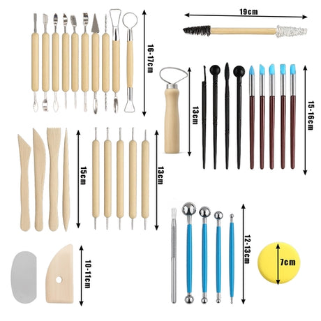 Skulpteringsverktyg för lera 40 delar XXL-set med rullväska 58x22 cm
