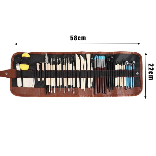 Skulpteringsverktyg för lera 40 delar XXL-set med rullväska 58x22 cm