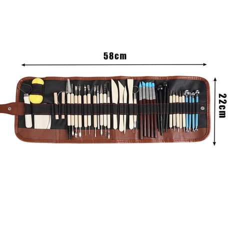 Skulpteringsverktyg för lera 40 delar XXL-set med rullväska 58x22 cm