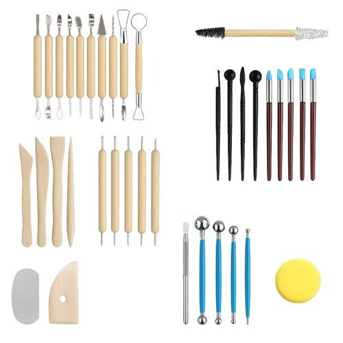 Skulpteringsverktyg för lera 40 delar XXL-set med rullväska 58x22 cm