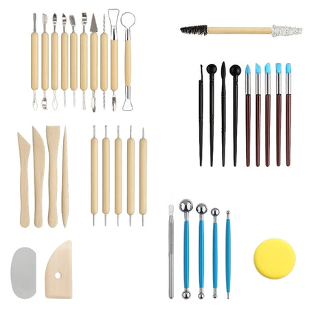 Skulpteringsverktyg för lera 40 delar XXL-set med rullväska 58x22 cm