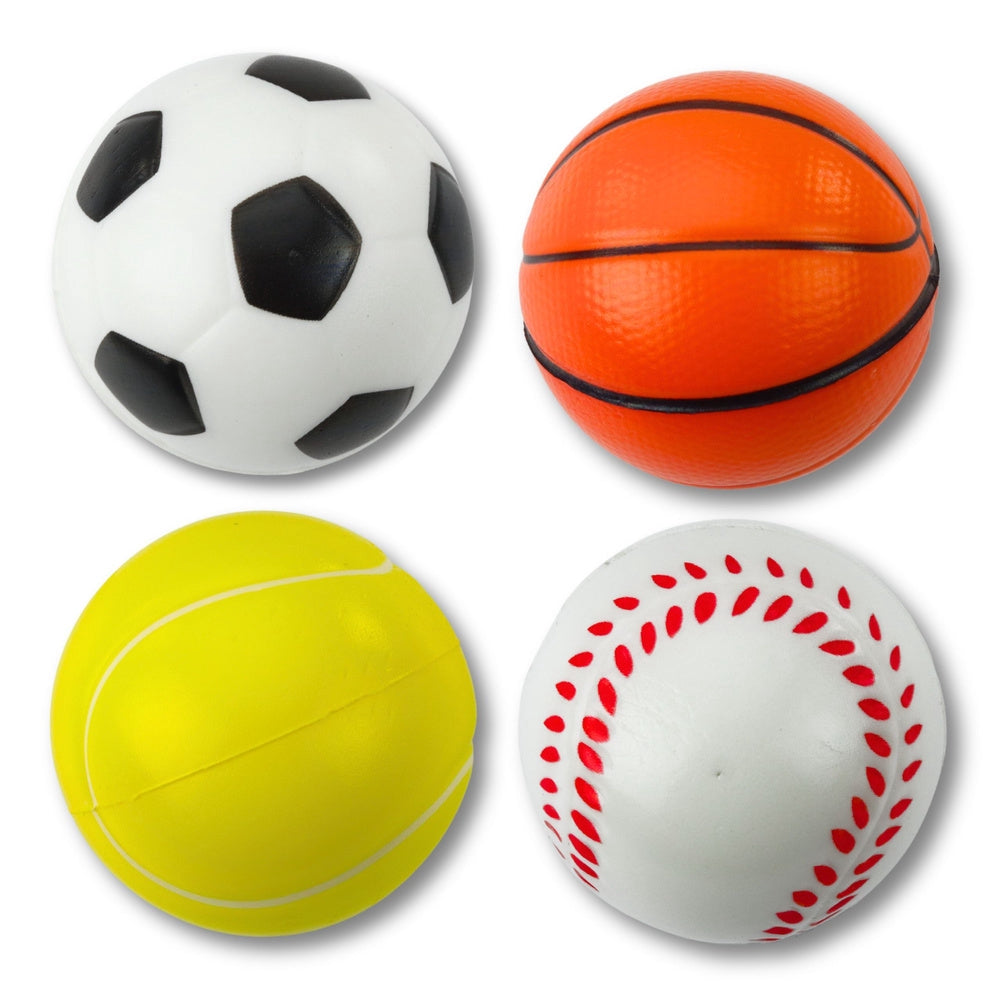 Skumbollar mjuka 6 cm 4-pack sportbollar fotboll/basket/tennis/baseboll
