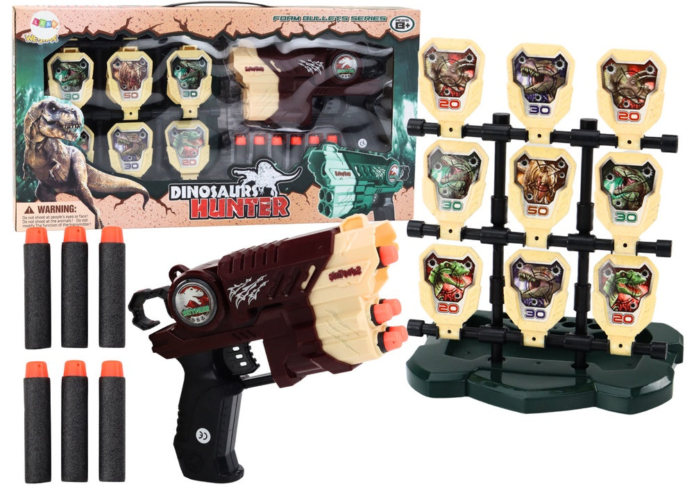 Skumdartpistol set dinosaurie med måltavla och 6 skumdartpilar