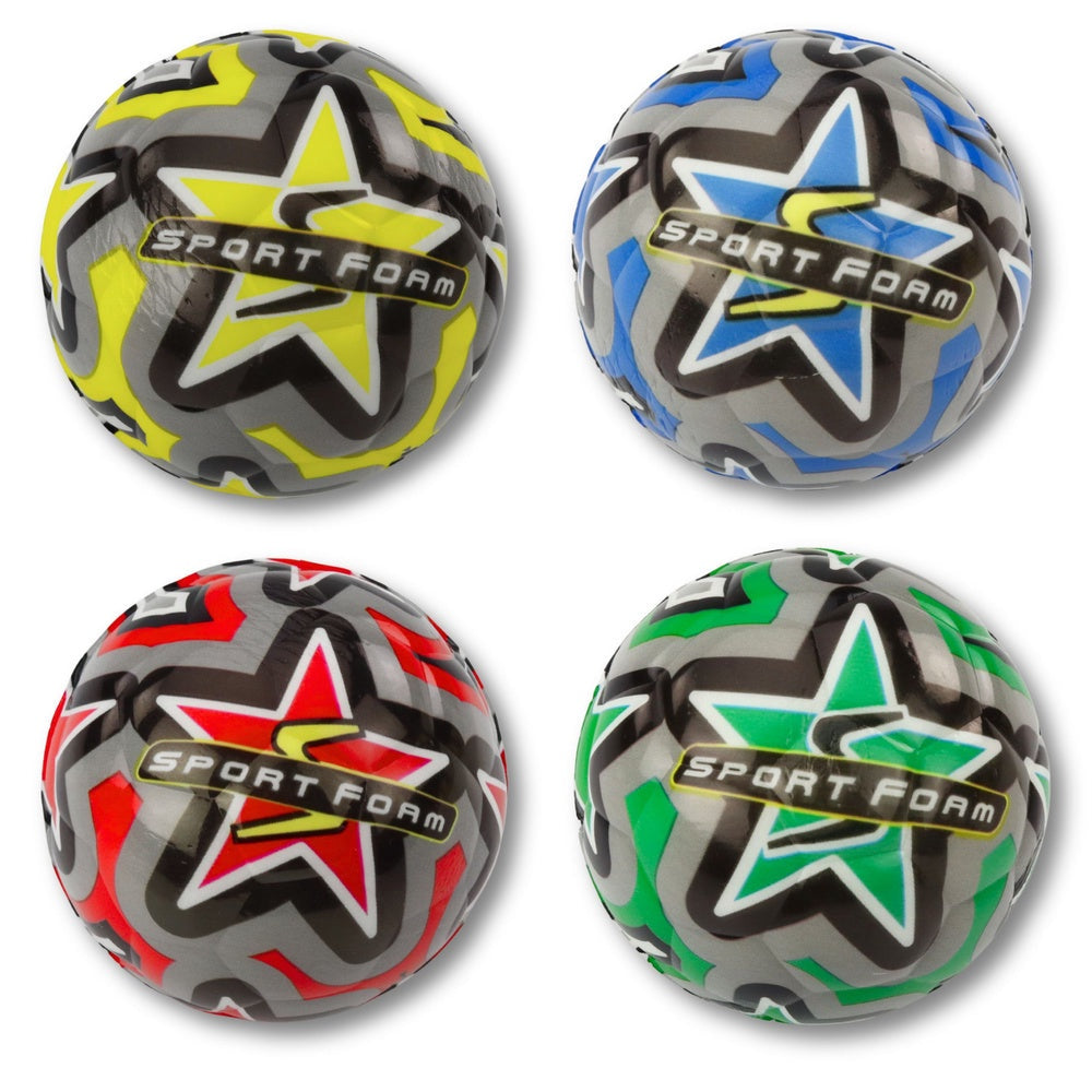 Skumplastbollar 7 cm 4-pack sportmotiv för barn, inne/ute