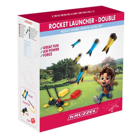 Skumraketskjutare med fotpump dubbel katapult, 6 raketer, 3+ år