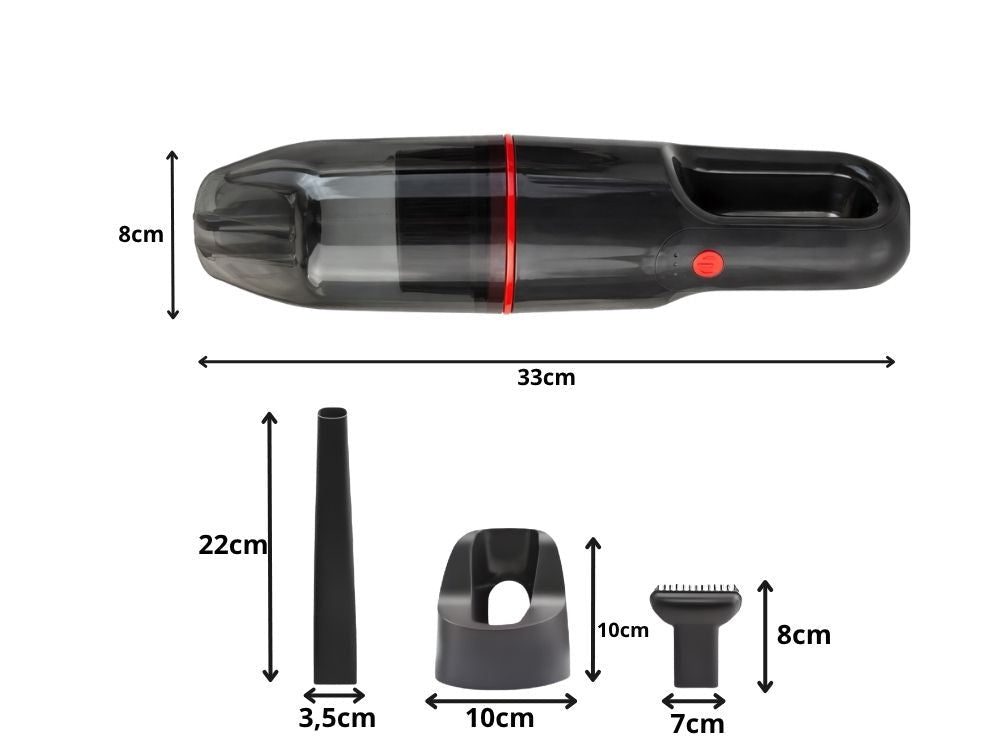 Sladdlös handdammsugare 4–6 kPa 350 ml USB-C svart med munstycken