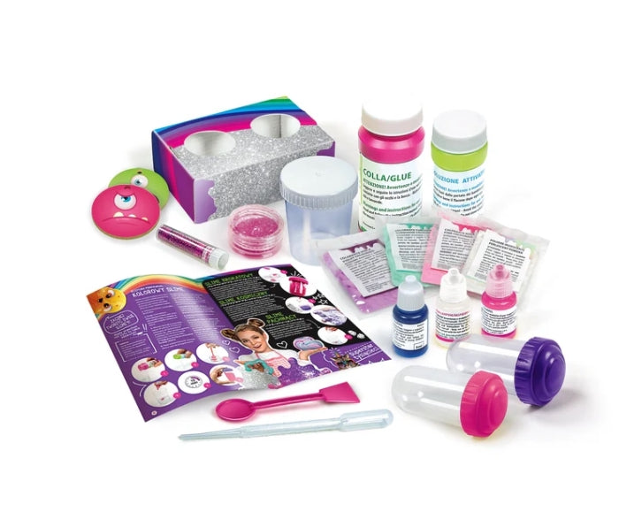 Slime-laboratorium experimentset 8+ med glitter, färgämnen och dofter