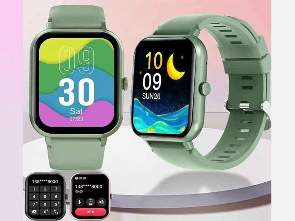 Smartwatch med Bluetooth-samtal grön silikonarmband 5–7 dagar
