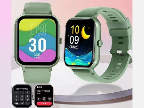 Smartwatch med Bluetooth-samtal grön silikonarmband 5–7 dagar