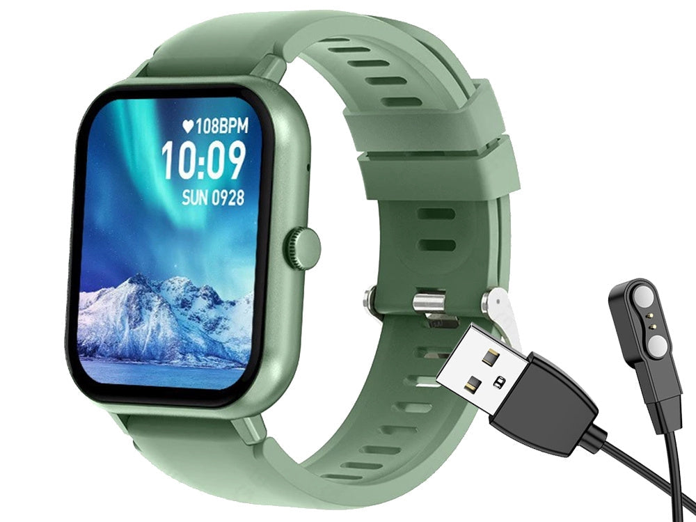 Smartwatch med Bluetooth-samtal grön silikonarmband 5–7 dagar