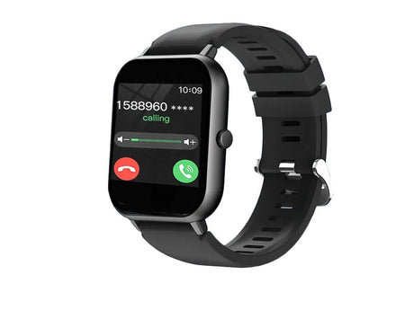 Smartwatch med Bluetooth-samtal svart silikonrem 20 sportlägen 230 mAh