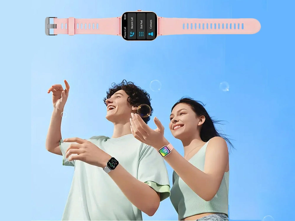 Smartwatch med Bluetooth-samtal svart silikonrem 20 sportlägen 230 mAh