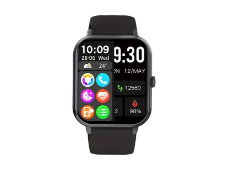 Smartwatch med Bluetooth-samtal svart silikonrem 20 sportlägen 230 mAh