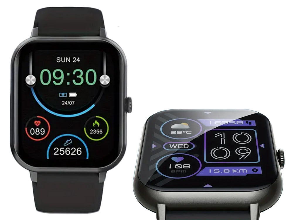 Smartwatch med Bluetooth-samtal svart silikonrem 20 sportlägen 230 mAh