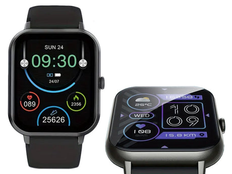 Smartwatch med Bluetooth-samtal svart silikonrem 20 sportlägen 230 mAh