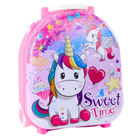 Sminkbord leksak 2-i-1 resväska med hjul Unicorn Sweet Time set